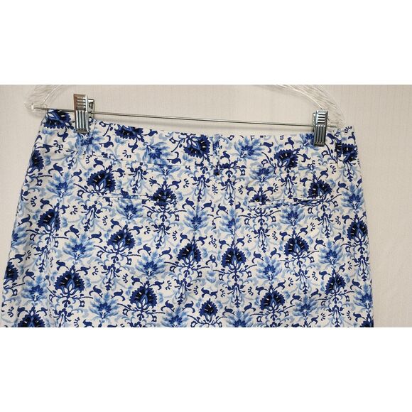 Talbots Stretch Vintage 90’s Floral Blue & White Capri Pants Size 12 - Picture 5 of 9
